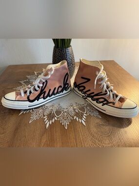 Converse Rose High Tops With Black Embroidery Chuck Taylor Women’s 10M NWOT